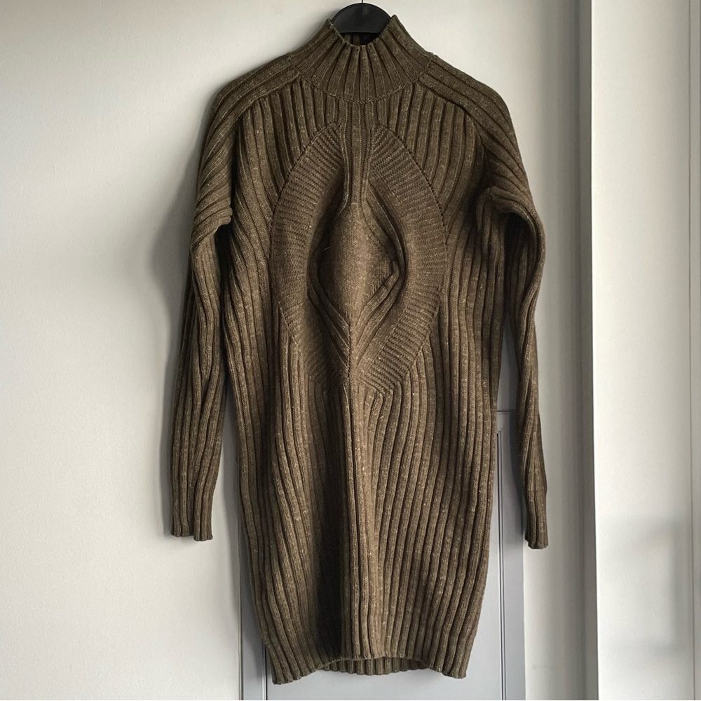 GIVENCHY Ribbed Knit Mockneck Long Sleeve Sweater Dress